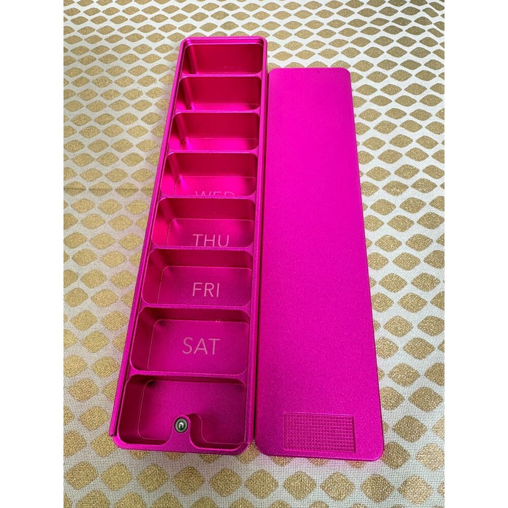 Ikigai Cases Steel Metallic Pink Weekly Vitamin XL Case w/ Magnetic Slide Top